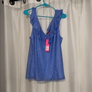 Lilly Pulitzer Blue Lace Ruffle Top